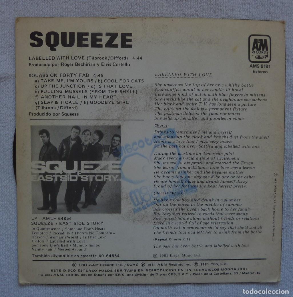 Discos de vinilo: SQUEEZE // LABELLED WITH LOVE // PROMOCIONAL // 1981 // SINGLE - Foto 2