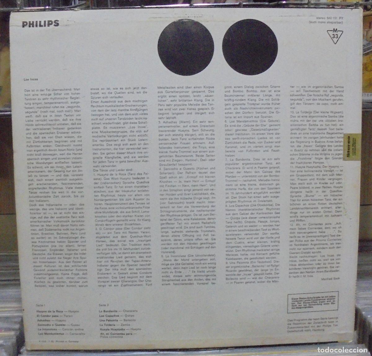 Discos de vinilo: Los Incas. Philips -- LP editado en alemania - Foto 2