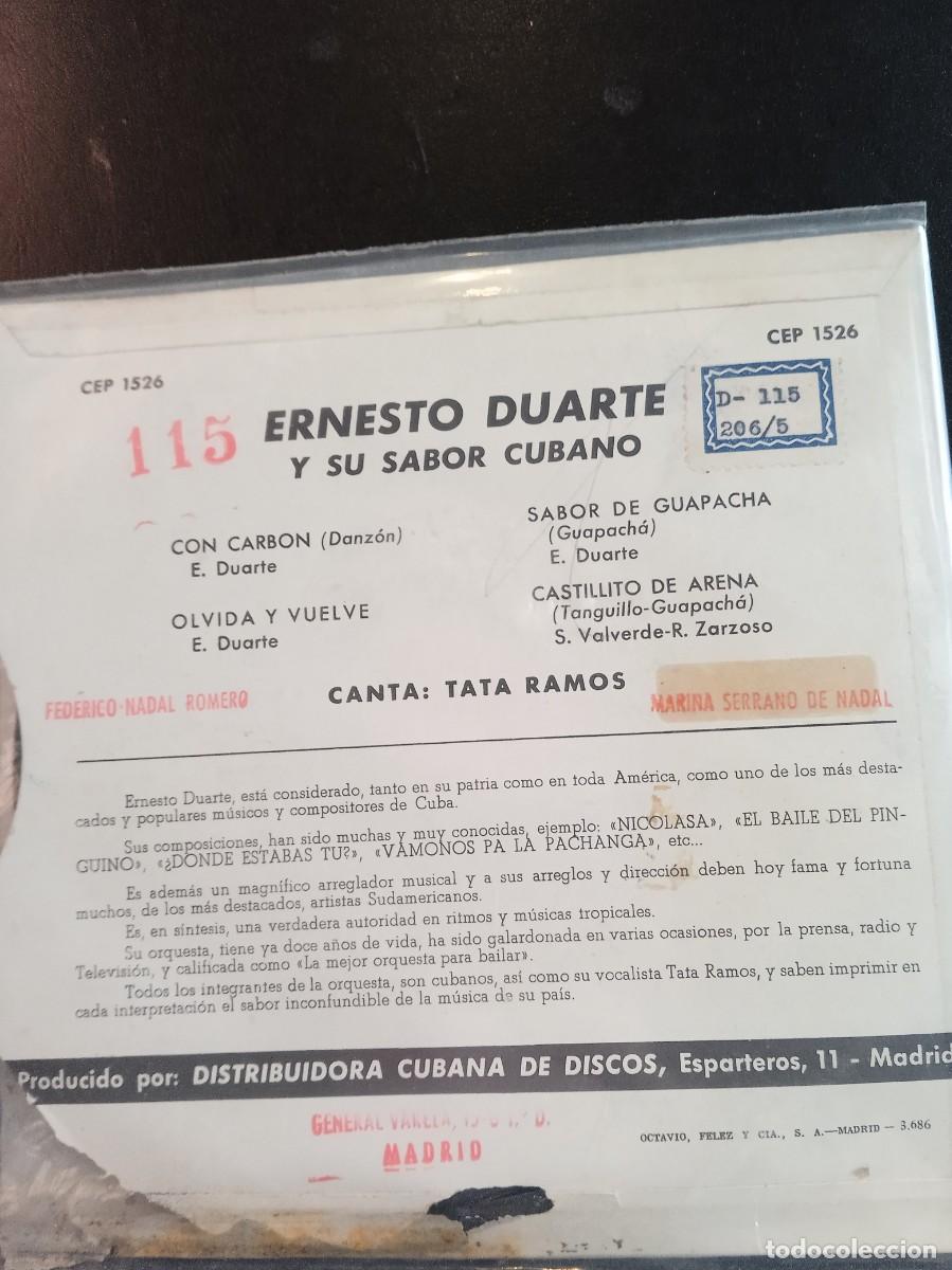 Discos de vinilo: ERNESTO DUARTE Y SU SABOR CUBANO- EP. - Foto 2