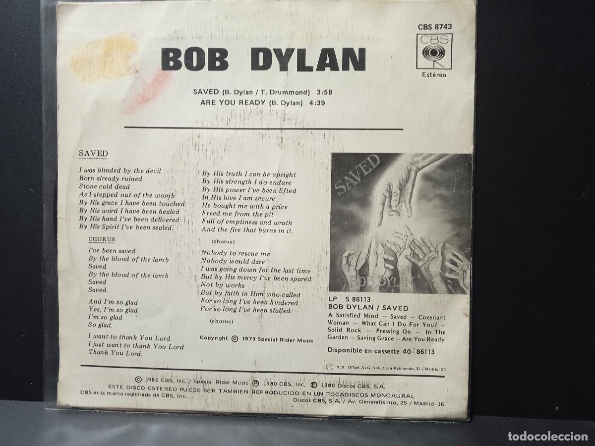 Discos de vinilo: BOB DYLAN SAVED SINGLE SPAIN 1980 PDELUXE - Foto 2