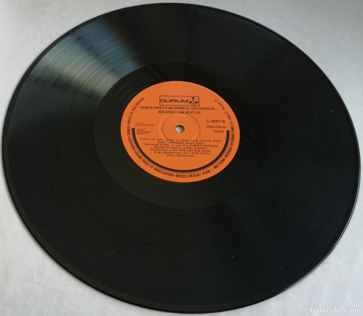 Discos de vinilo: Fausto Papetti, Interpreta Los Exitos De...Bee Gees Y The Beatles, Durium L-3067 - Foto 3