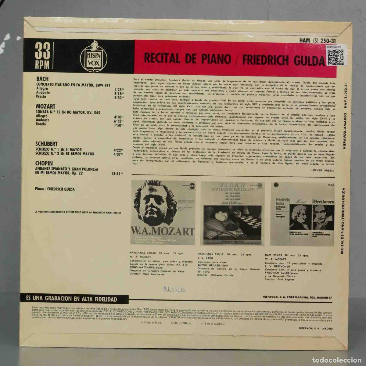 Discos de vinilo: LP. RECITAL DE PIANO. GULDA - Foto 2