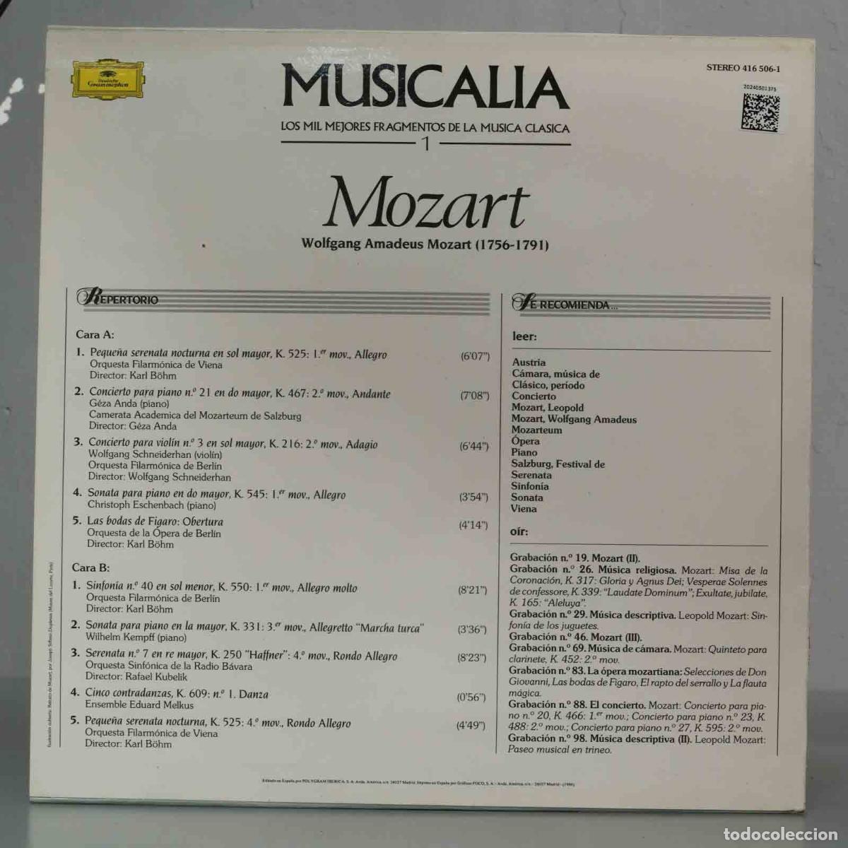 Discos de vinilo: LP. MOZART. MUSICALIA. 1 - Foto 2
