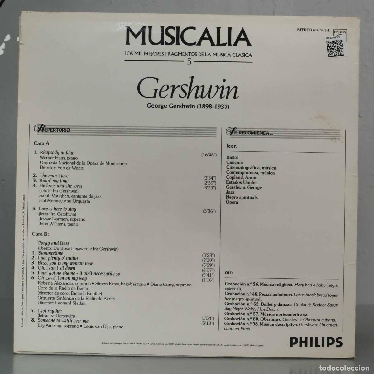 Discos de vinilo: LP. GERSHWIN. MUSICALIA. 4 - Foto 2