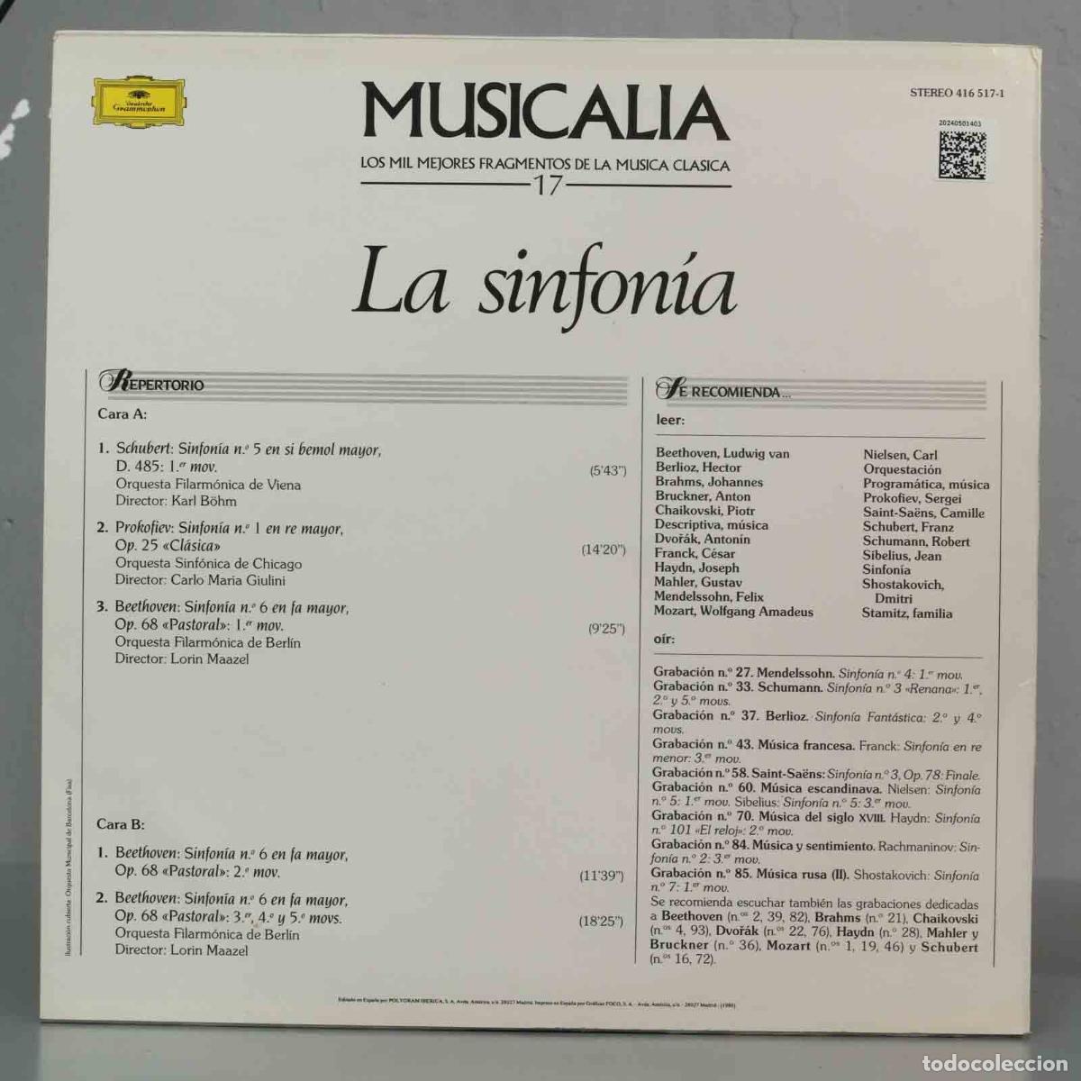 Discos de vinilo: LP. LA SINFONIA. MUSICALIA. 17 - Foto 2