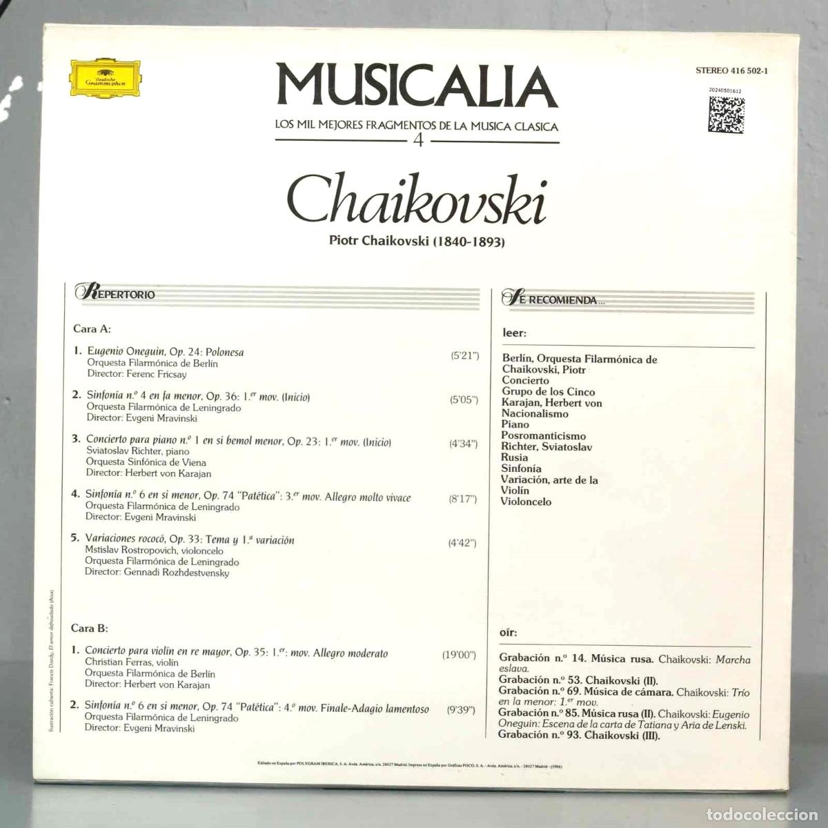 Discos de vinilo: LP. CHAIKOVSKI. MUSICALIA. 4 - Foto 2