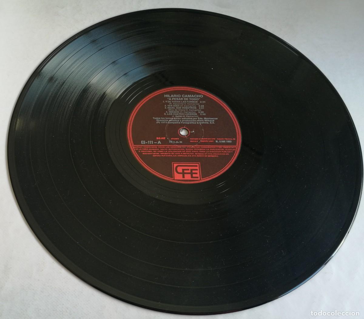 Discos de vinilo: Hilario Camacho, A Pesar De Todo, CFE ES-111 - Foto 3