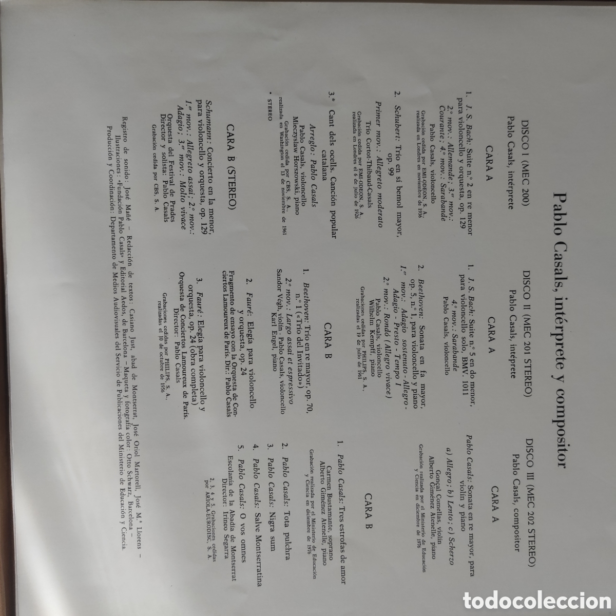 Discos de vinilo: Colecci&oacute;n Disco - Documento Pablo Casals - Foto 6