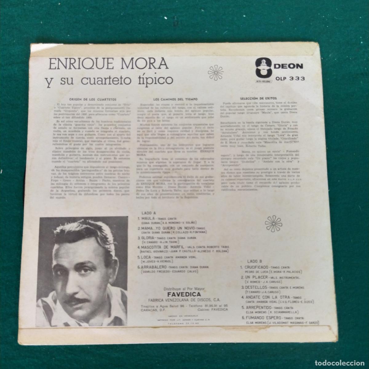 Discos de vinilo: Enrique mora y su cuarteto tipico 333 - Foto 2