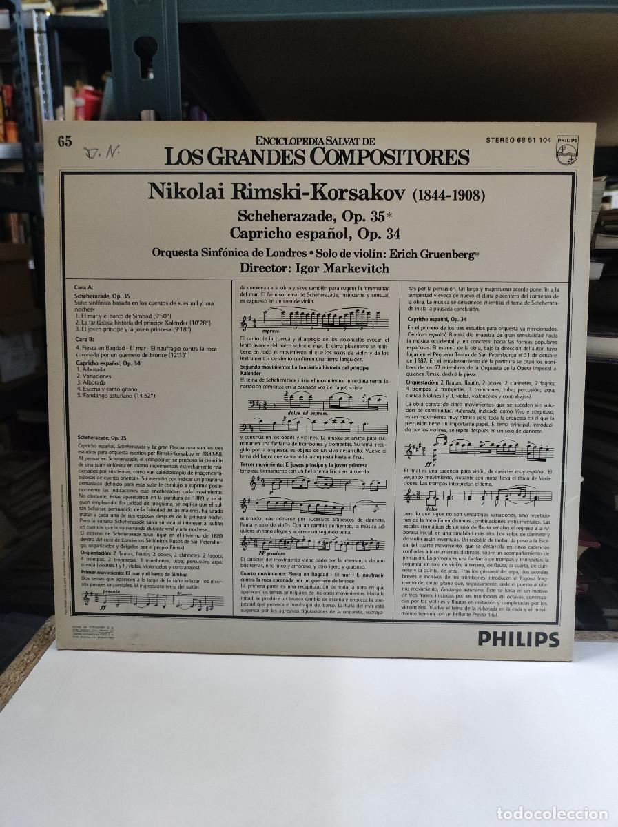Discos de vinilo: RIMSKI KORSAKOV SCHEHERAZADE IGOR MARKEVITCH - Foto 2