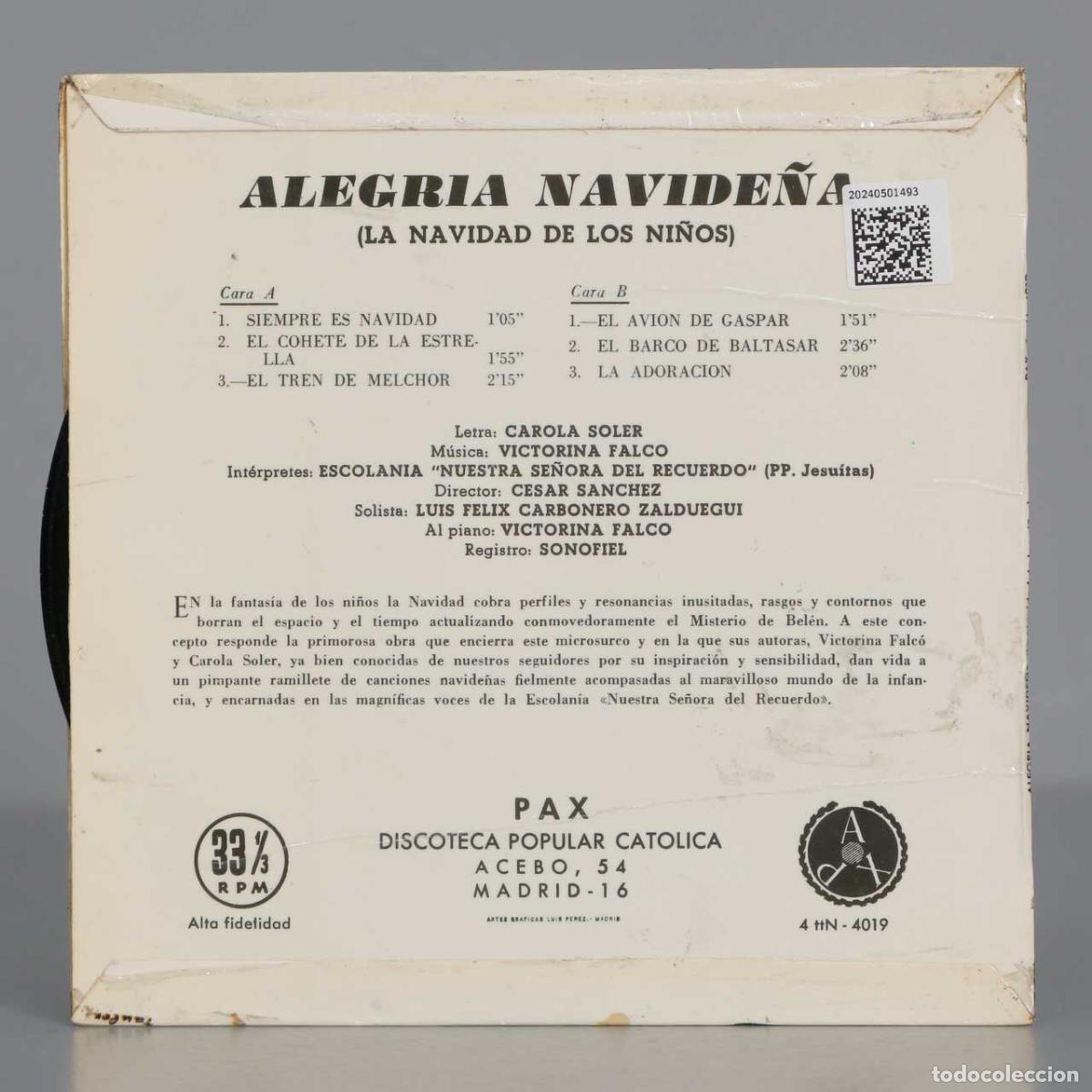 Discos de vinilo: EP. ALEGRIA NAVIDE&Ntilde;A. - Foto 2