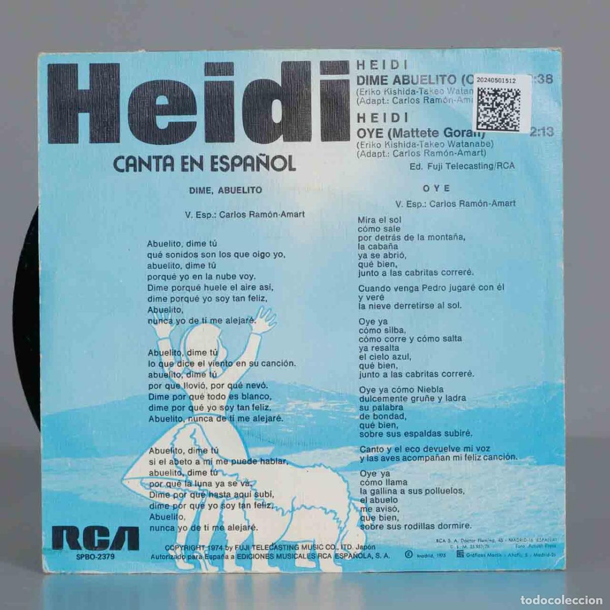 Discos de vinilo: SINGLE. Heidi Canta En Espa&ntilde;ol - Foto 2