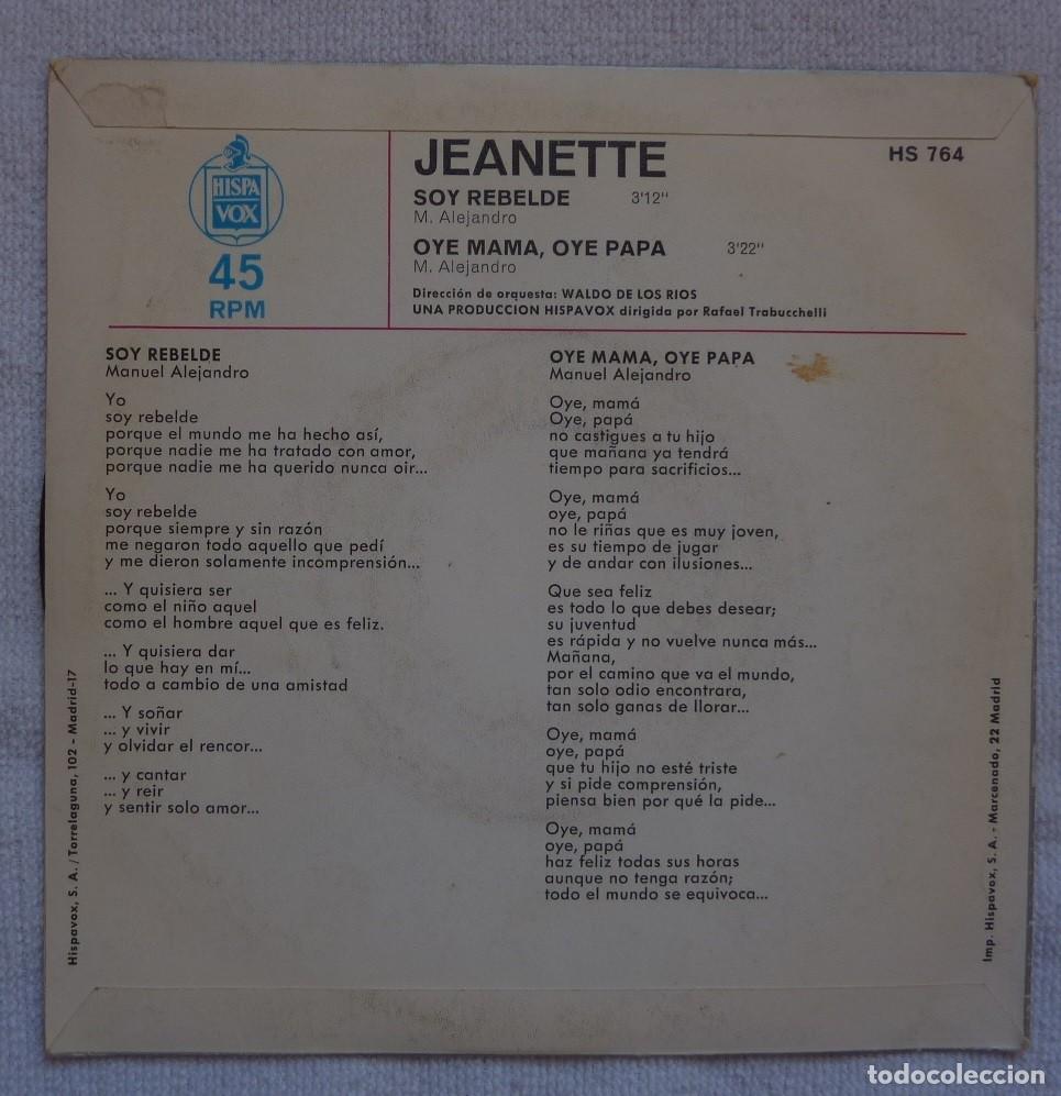 Discos de vinilo: JEANETTE // SOY REBELDE // 1971 // SINGLE - Foto 2