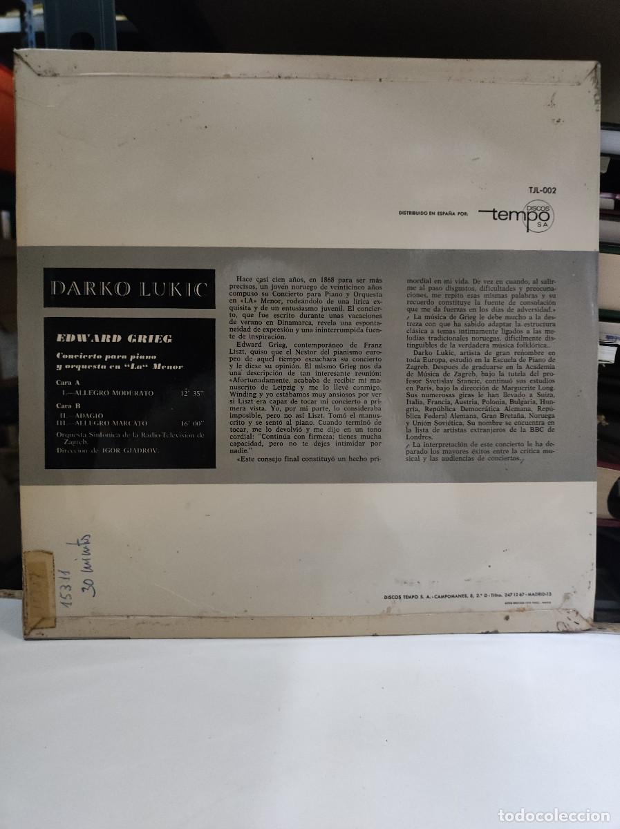 Discos de vinilo: DARKO LUKIC EDWARD GRIEG - Foto 2