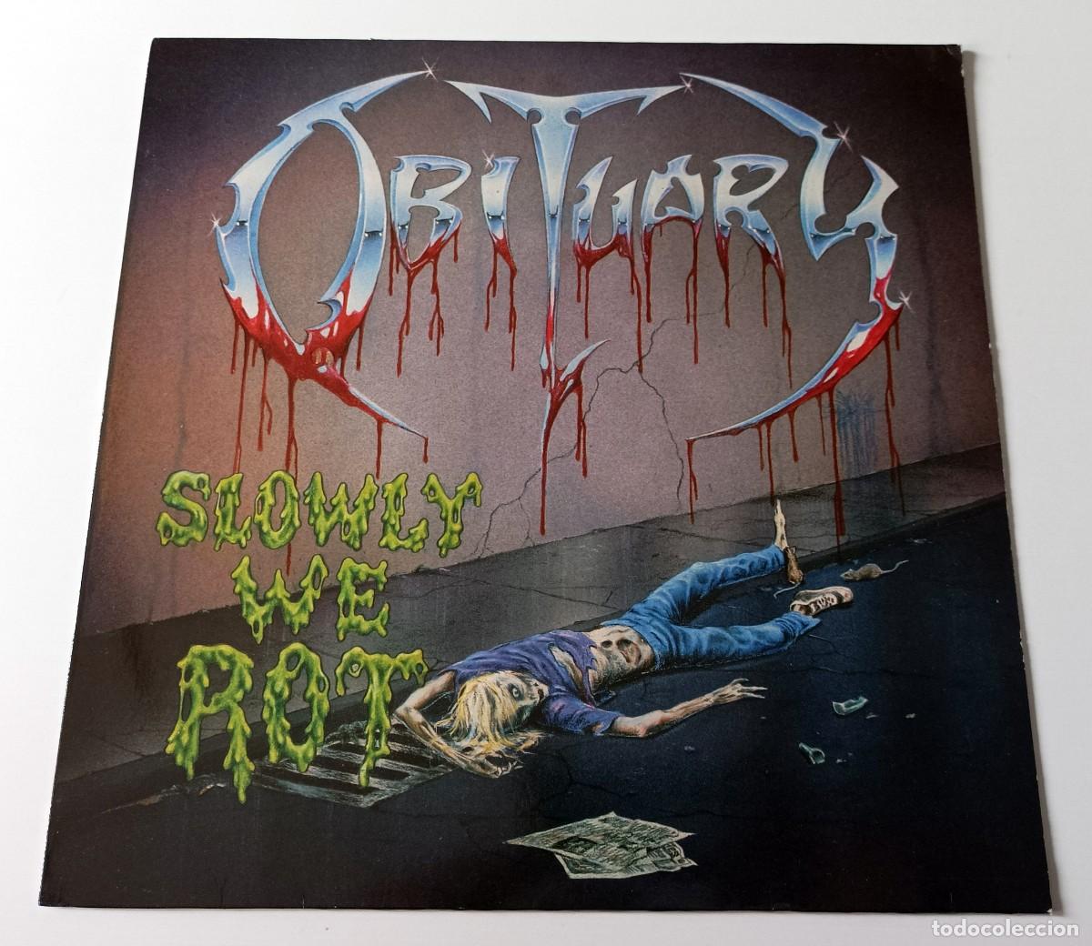 Discos de vinilo: LP OBITUARY - SLOWLY WE ROT (MISPRINT) - Foto 1