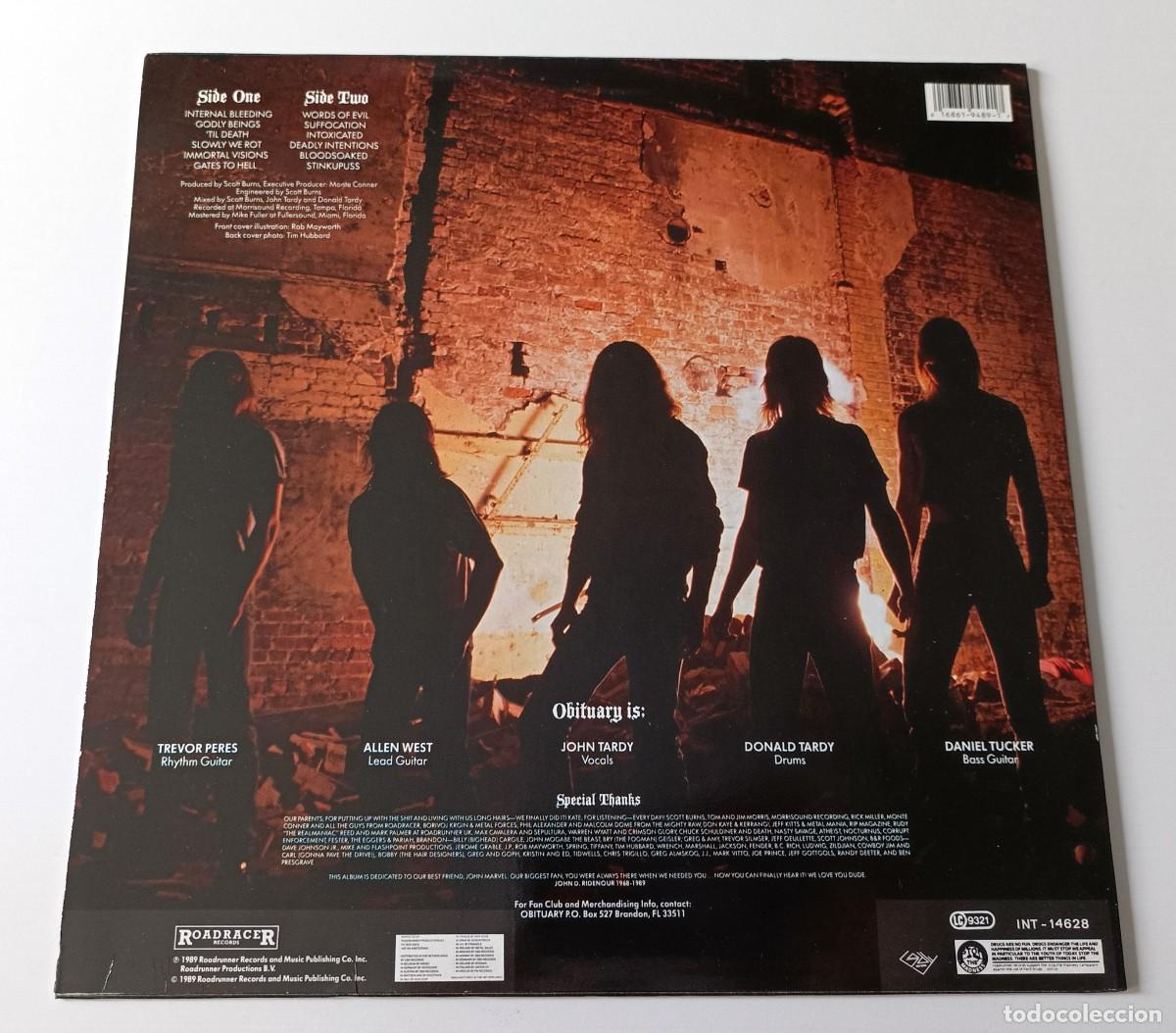Discos de vinilo: LP OBITUARY - SLOWLY WE ROT (MISPRINT) - Foto 2