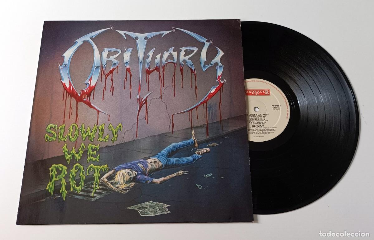 Discos de vinilo: LP OBITUARY - SLOWLY WE ROT (MISPRINT) - Foto 3