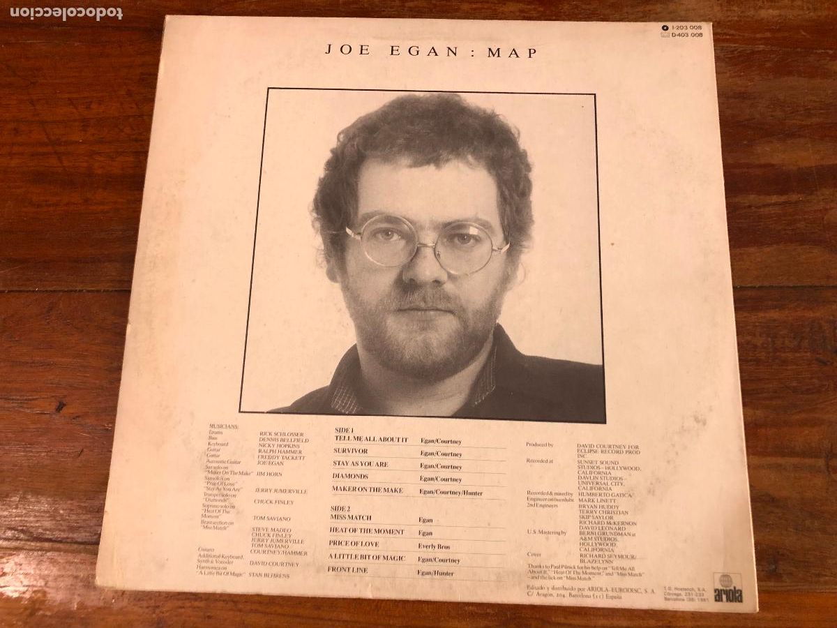 Discos de vinilo: JOE EGAN - MAP - LP ARIOLA - 1981 - Foto 2
