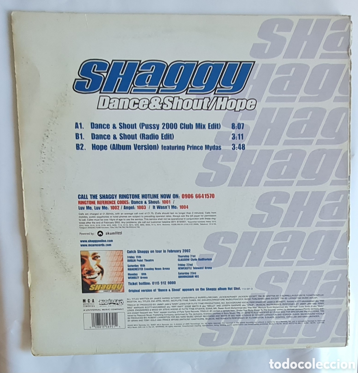 Discos de vinilo: MAXI - SHAGGY - DANCE & SHOUT - 2001 INGLATERRA - Foto 2