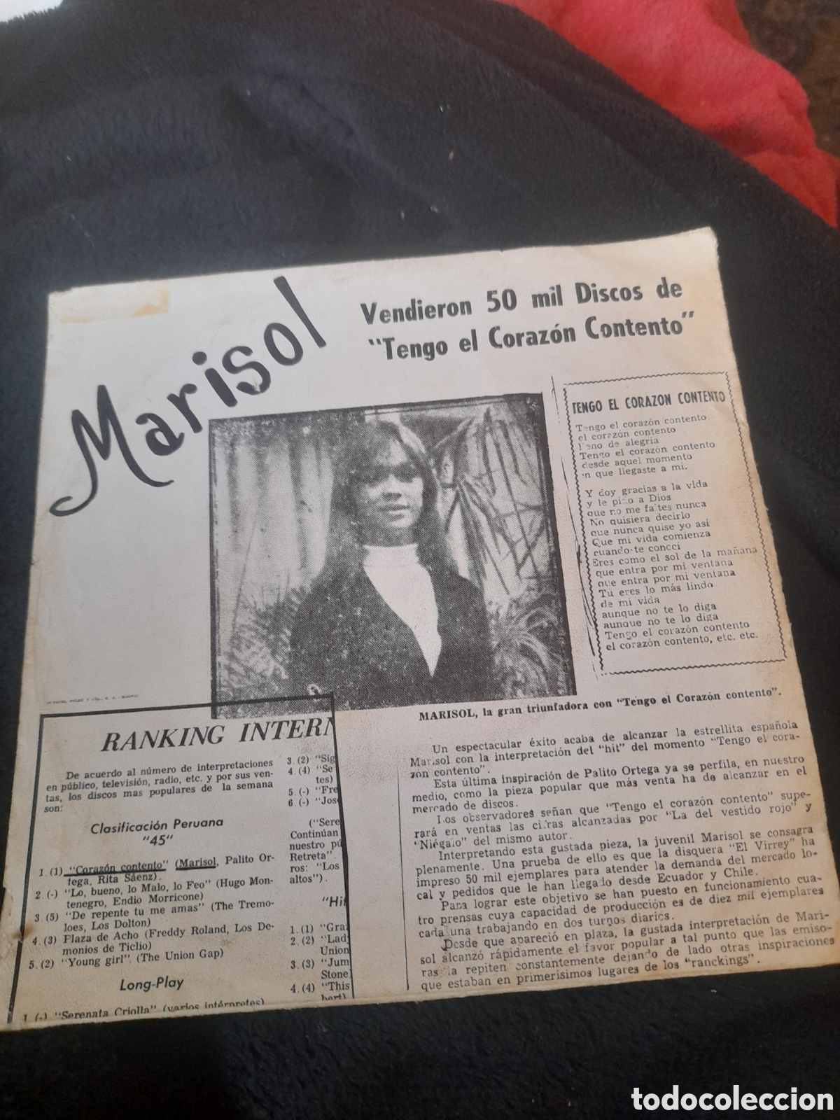 Discos de vinilo: Antiguo vinilo de Marisol, Coraz&oacute;n contento - Foto 2