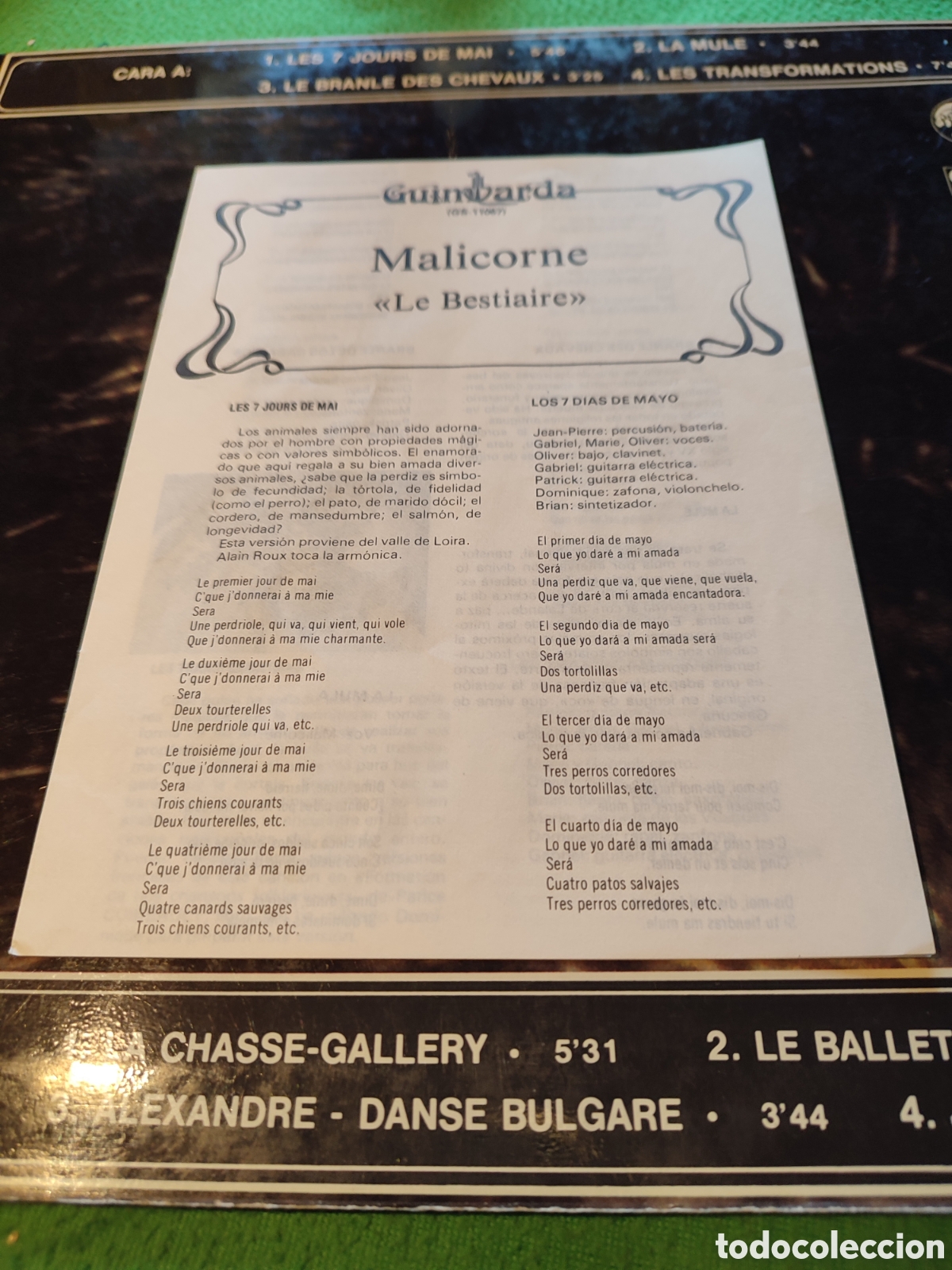 Discos de vinilo: Malicorne - Le bestiaire Vinilo Lp - Foto 2