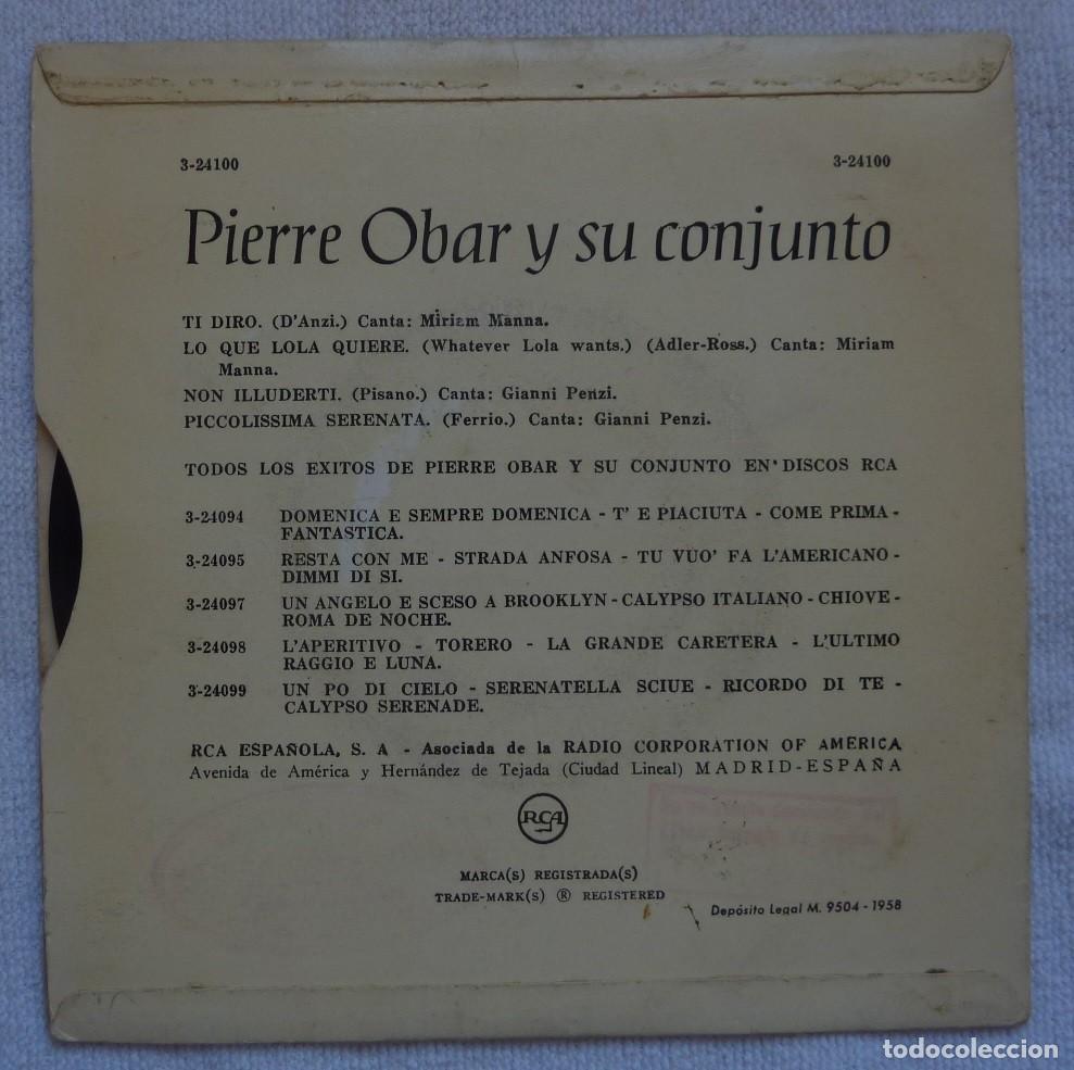 Discos de vinilo: PIERRE OBAR Y SU CONJUNTO // TI DIRO+3 // 1958 // EP - Foto 2