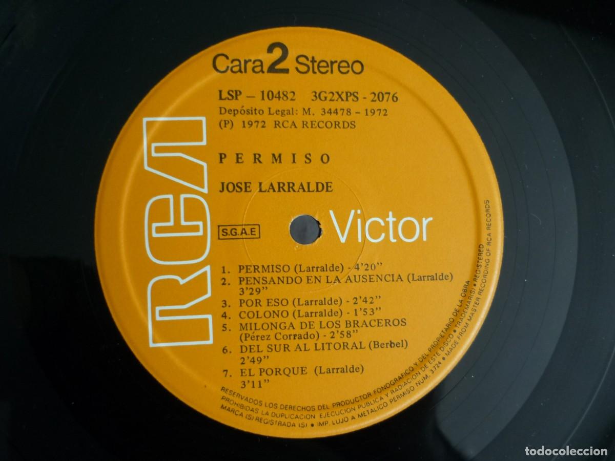 Discos de vinilo: LP vinilo Jos&eacute; Larralde Permiso 1972 - Foto 4