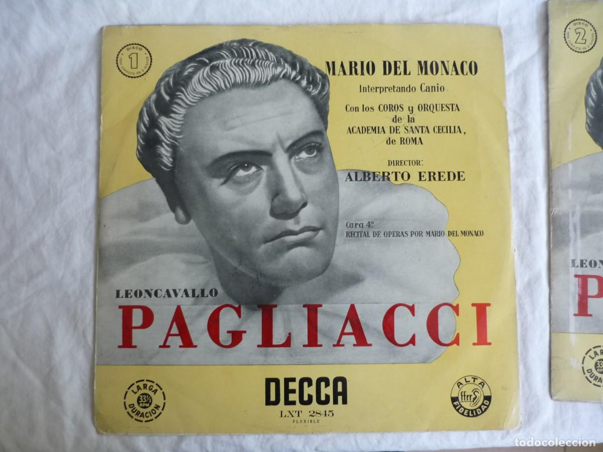 Discos de vinilo: 2 LPs vinilo Leoncavallo Pagliacci Mario de M&oacute;naco - Foto 3
