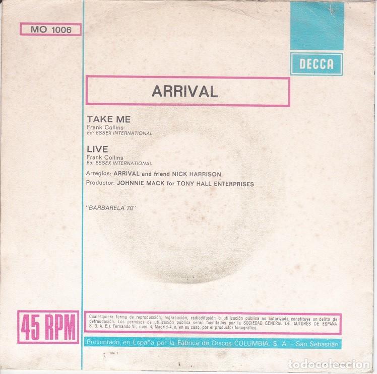 Discos de vinilo: Arrival &ndash; Take me; Llive &ndash; DECCA 1006 &ndash; 1970 - Foto 2