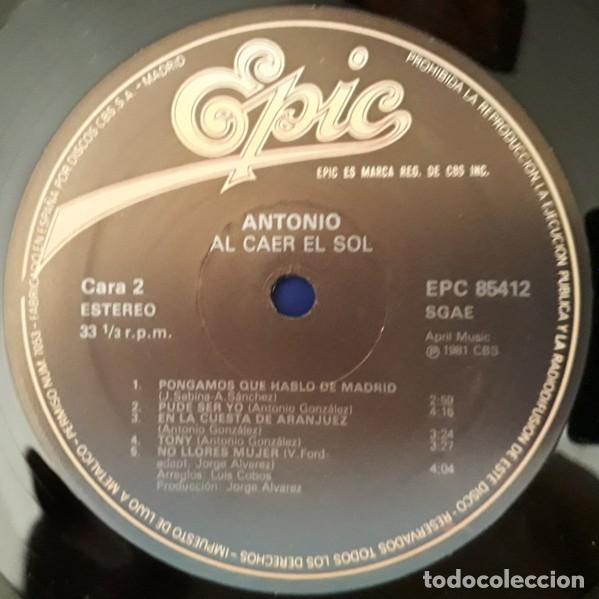 Discos de vinilo: Antonio. Al Caer El Sol...1981 Spain original LP disco de vinilo - Foto 5