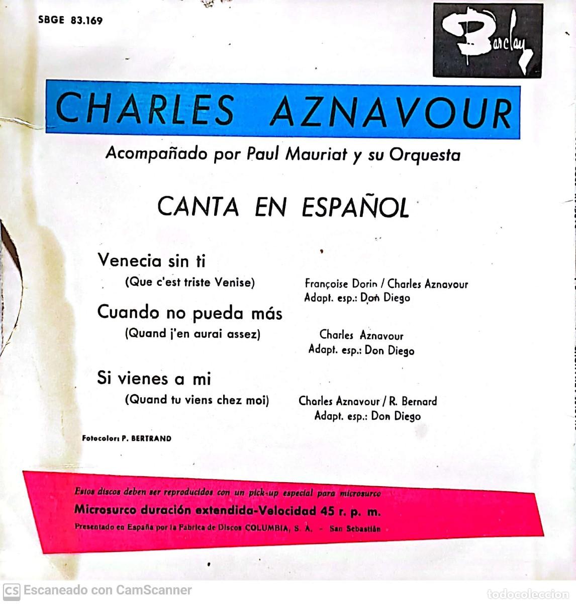 Discos de vinilo: Charles Aznavour &lrm;&ndash; Canta En Espa&ntilde;ol - Foto 2