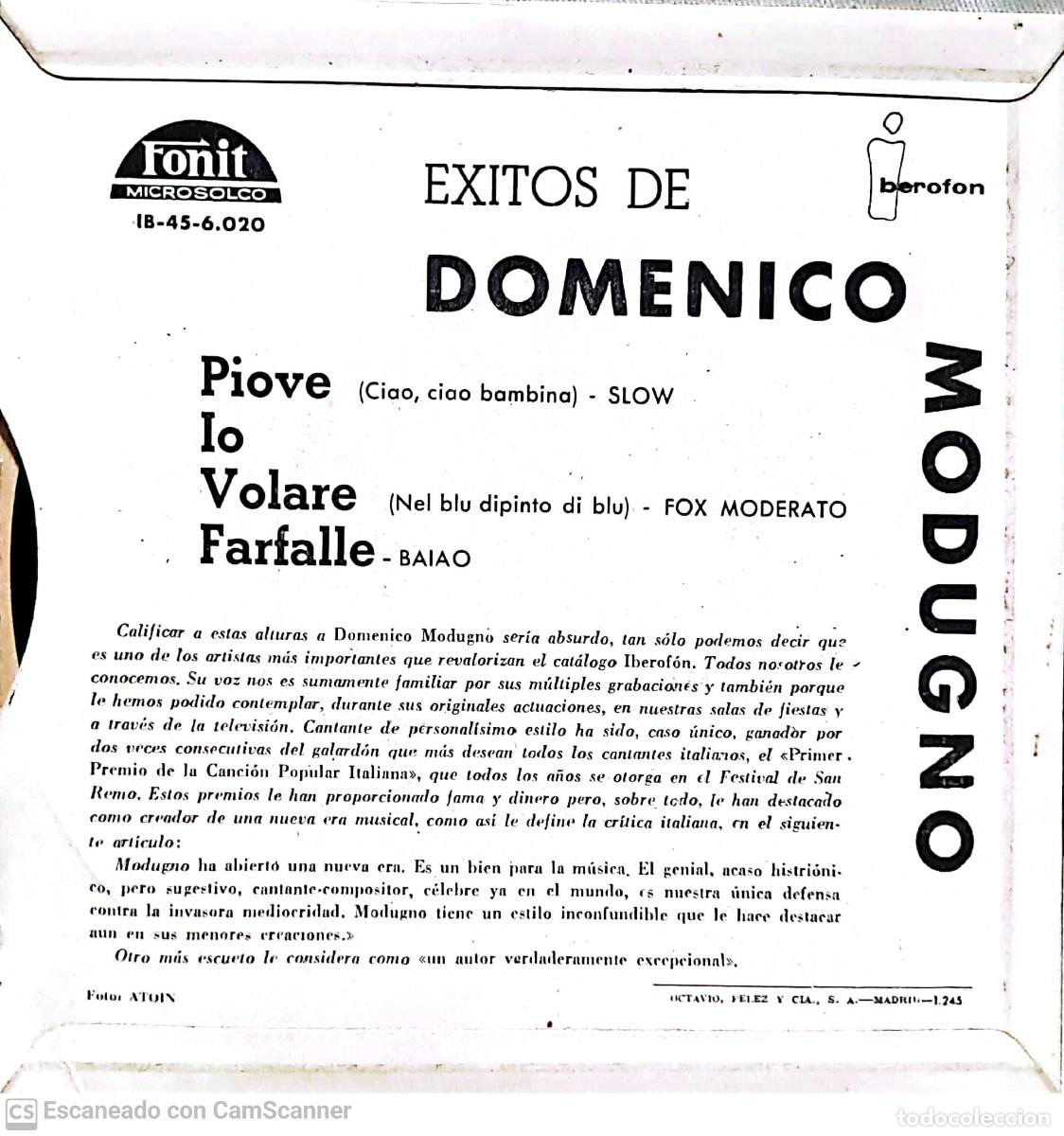 Discos de vinilo: Domenico Modugno &lrm;&ndash; Exitos De Domenico Modugno - Foto 2