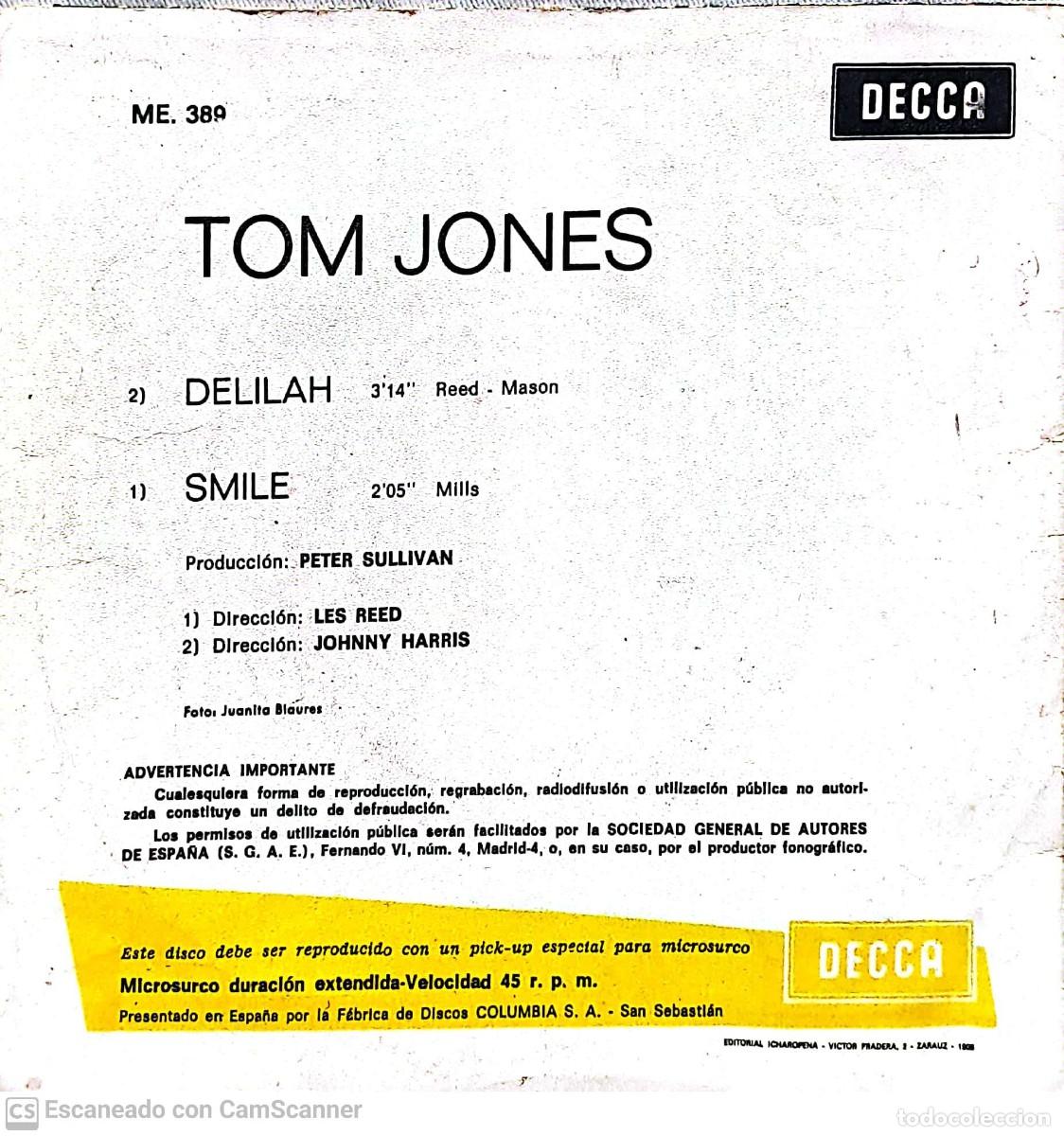 Discos de vinilo: Tom Jones &lrm;&ndash; Delilah - Foto 2