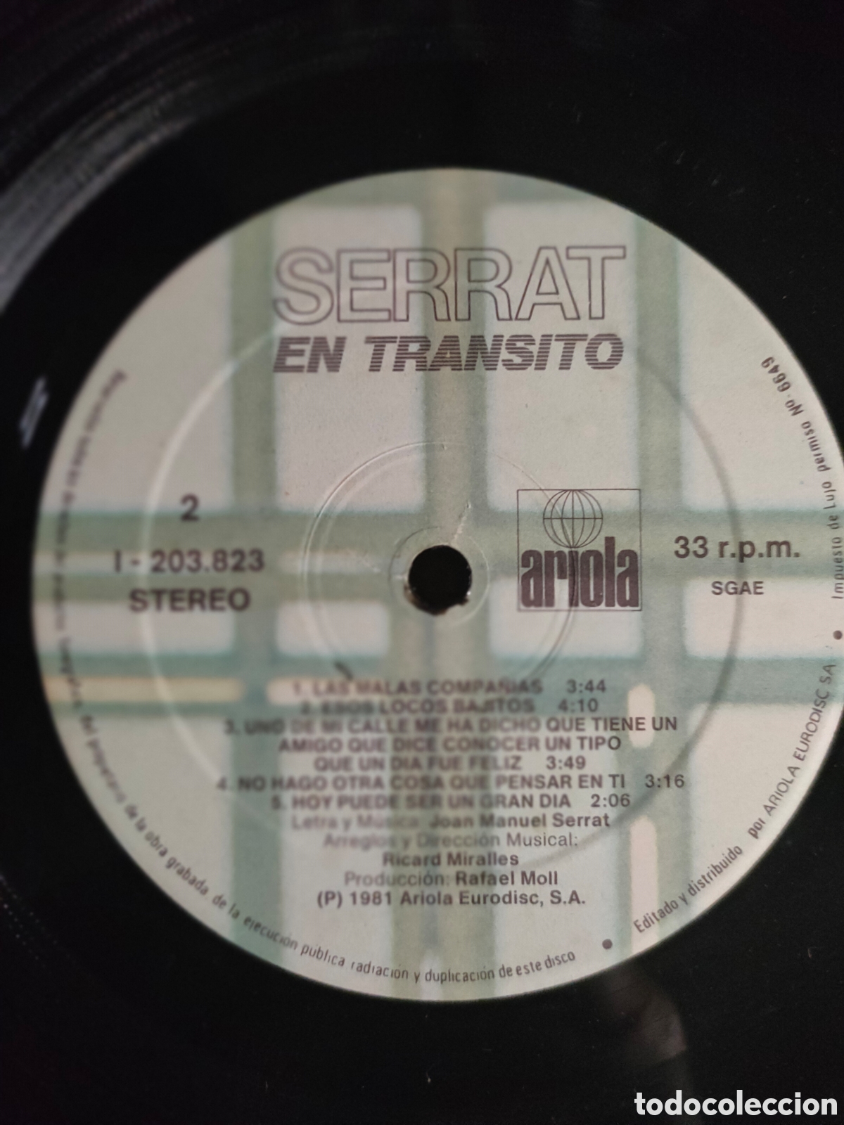 Discos de vinilo: Serrat &ndash; En Tr&aacute;nsito ..1981 Spain original LP disco de vinilo - Foto 3