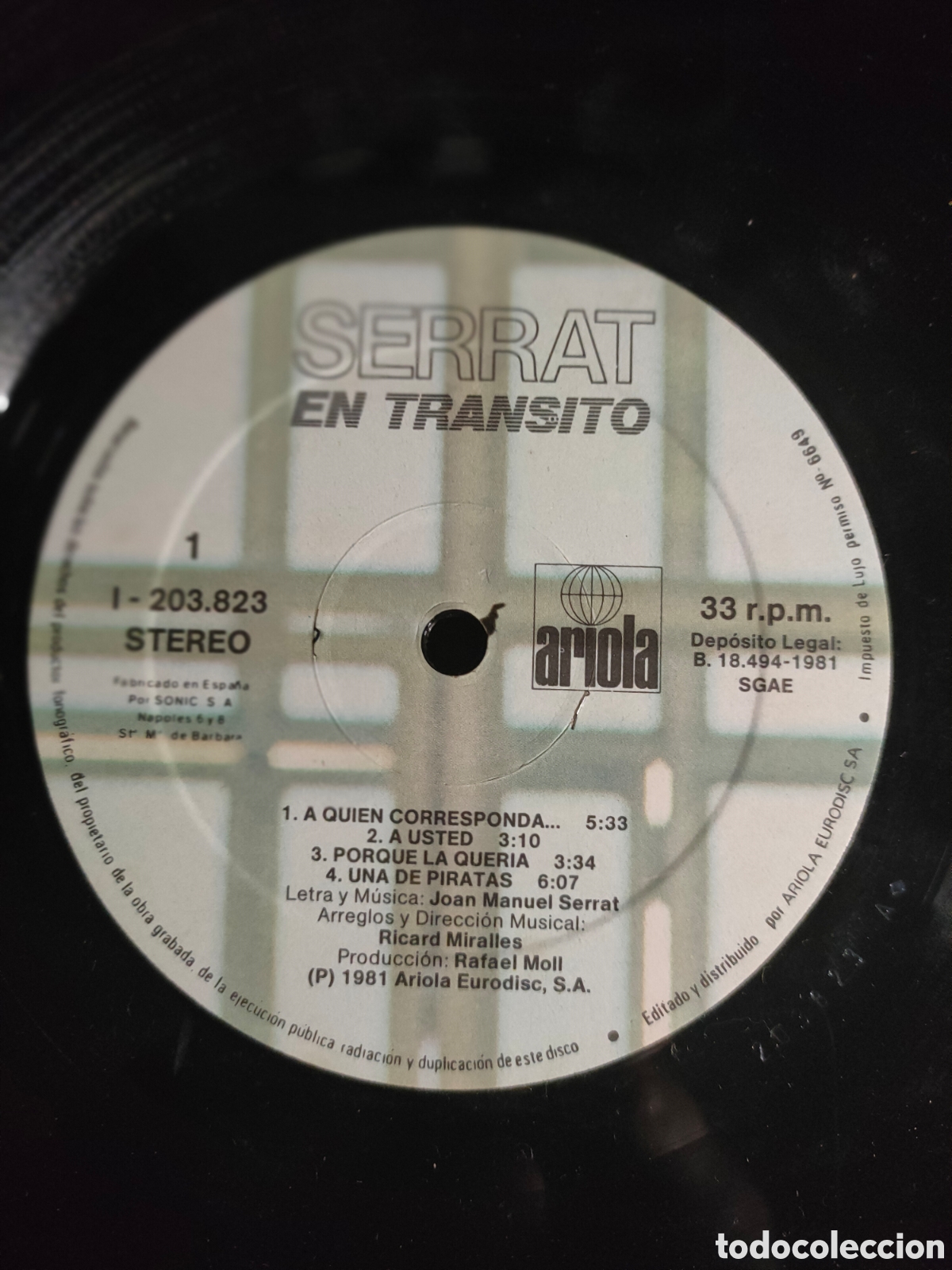 Discos de vinilo: Serrat &ndash; En Tr&aacute;nsito ..1981 Spain original LP disco de vinilo - Foto 4