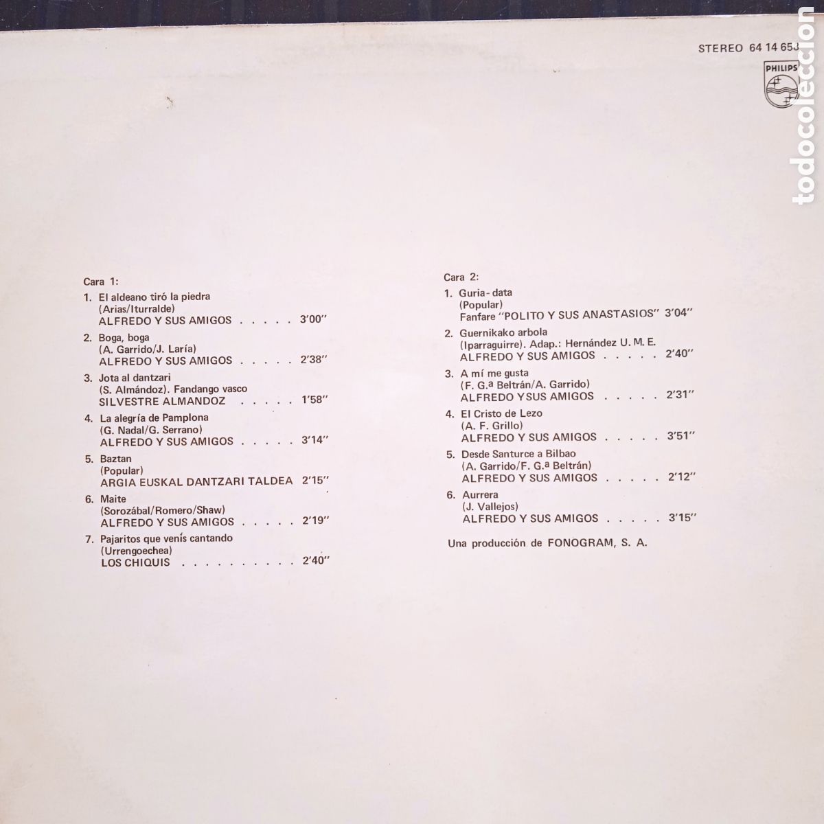 Discos de vinilo: LP Recuerdo Pa&iacute;s Vasco - Foto 2