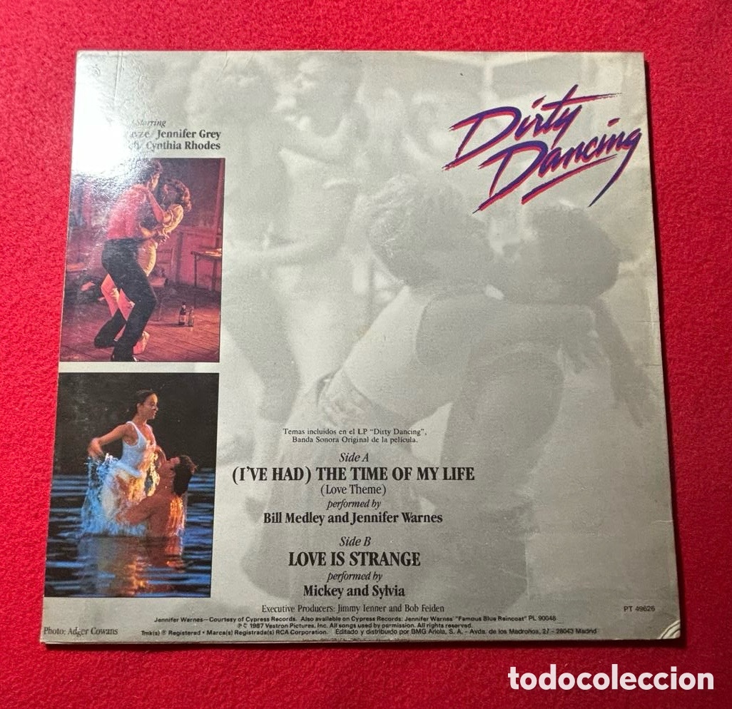 Discos de vinilo: DIRTY DANCING MAXI SINGLE ESPA&Ntilde;A 1987- - Foto 2