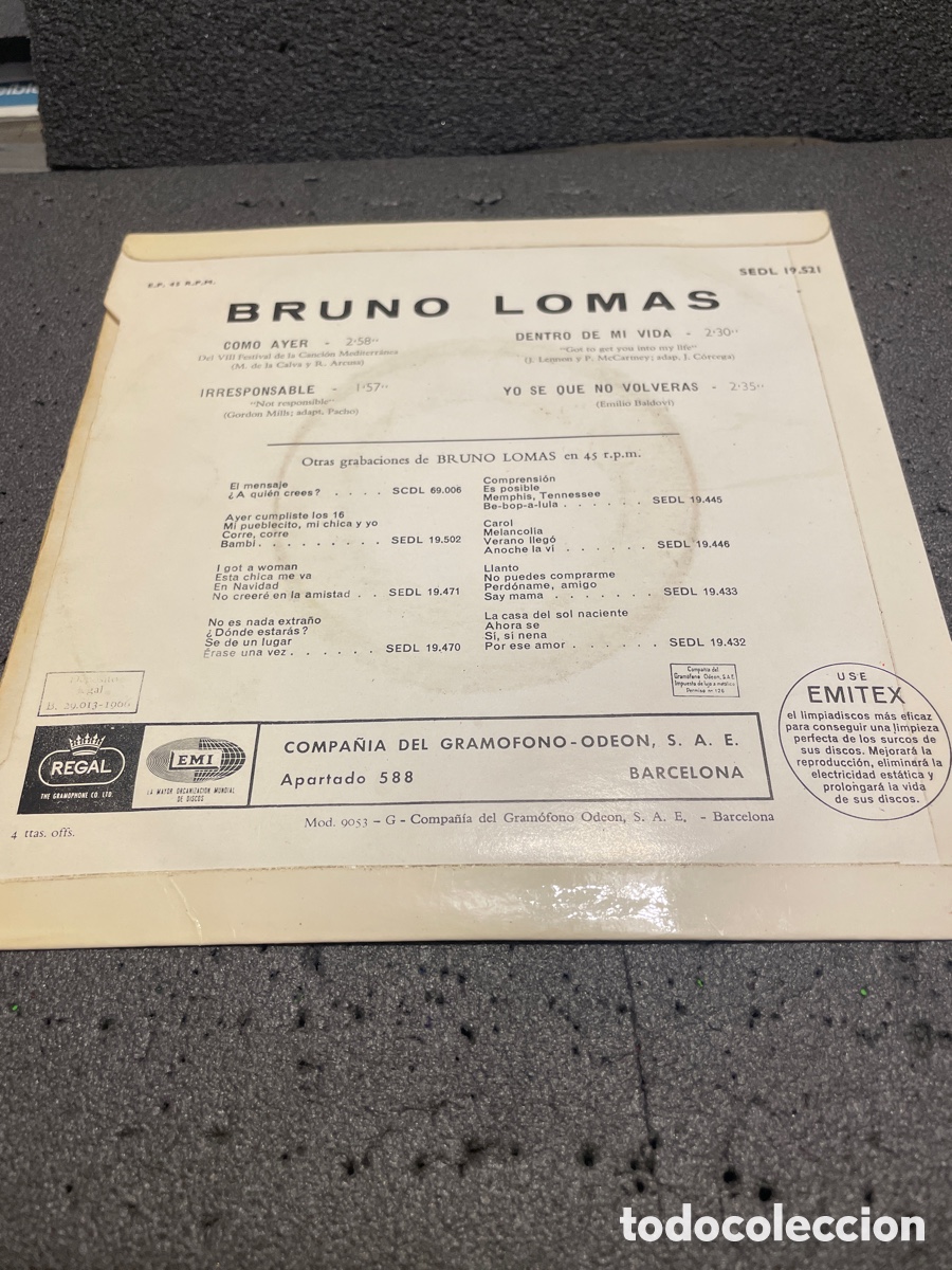Discos de vinilo: VINILO BRUNO LOMAS - Foto 2