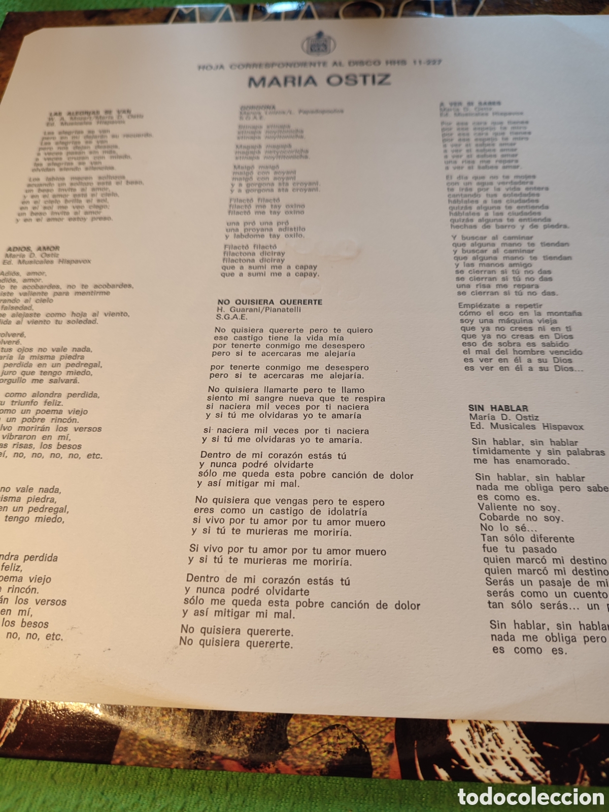 Discos de vinilo: Mar&iacute;a Ostiz - Same Lp - Foto 2
