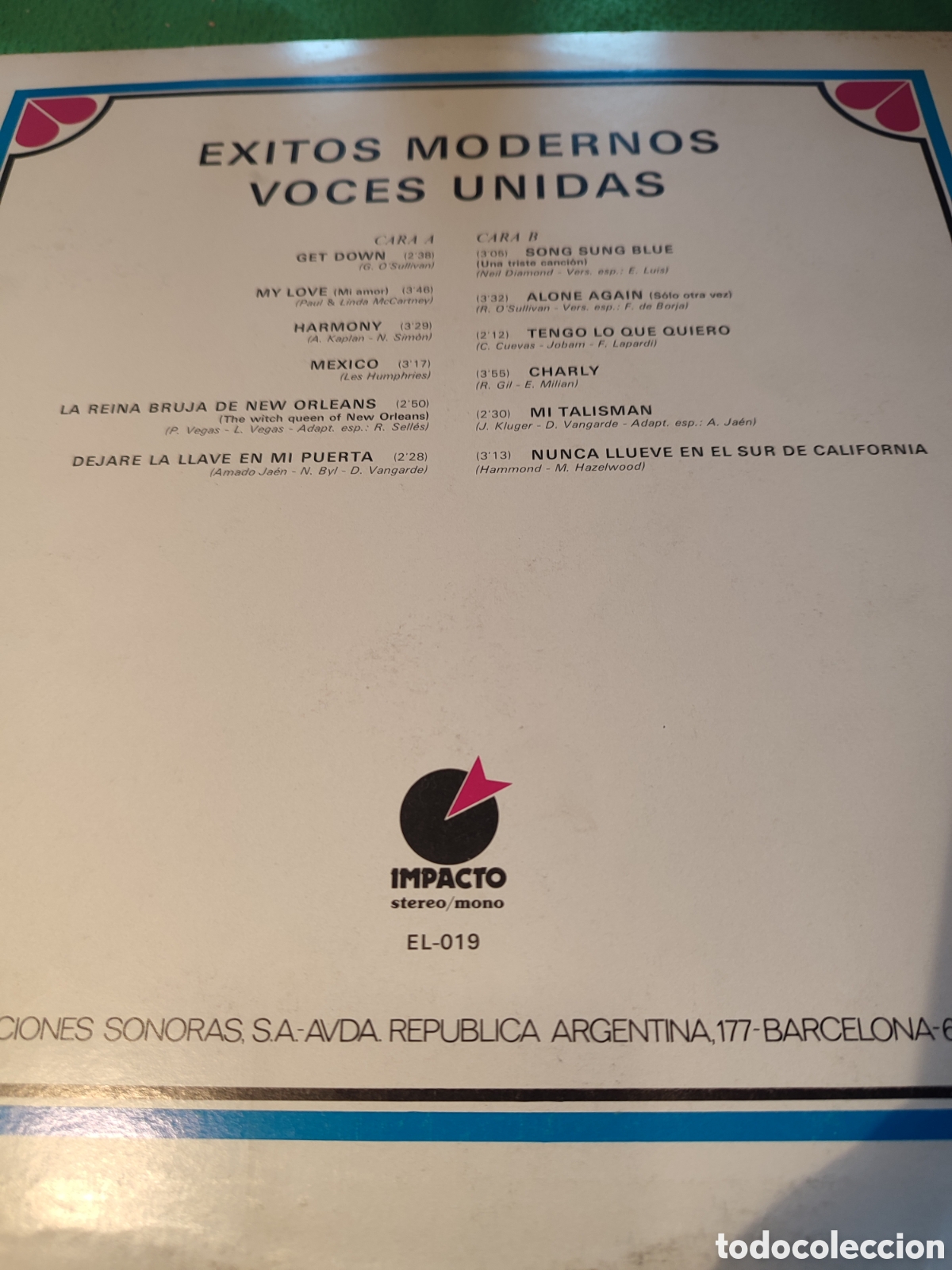Discos de vinilo: Voces Unidas - &Eacute;xitos modernos - Foto 2
