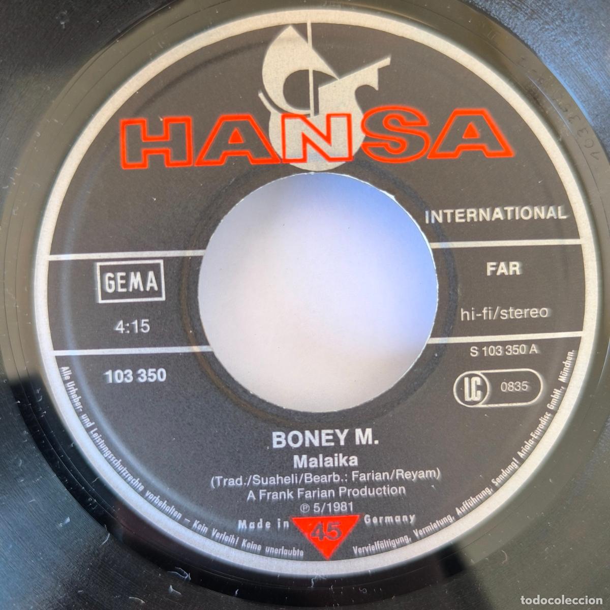 Discos de vinilo: BONEY M. - MALAIKA / CONSUELA BIAZ - SINGLE - 1981 - Foto 3