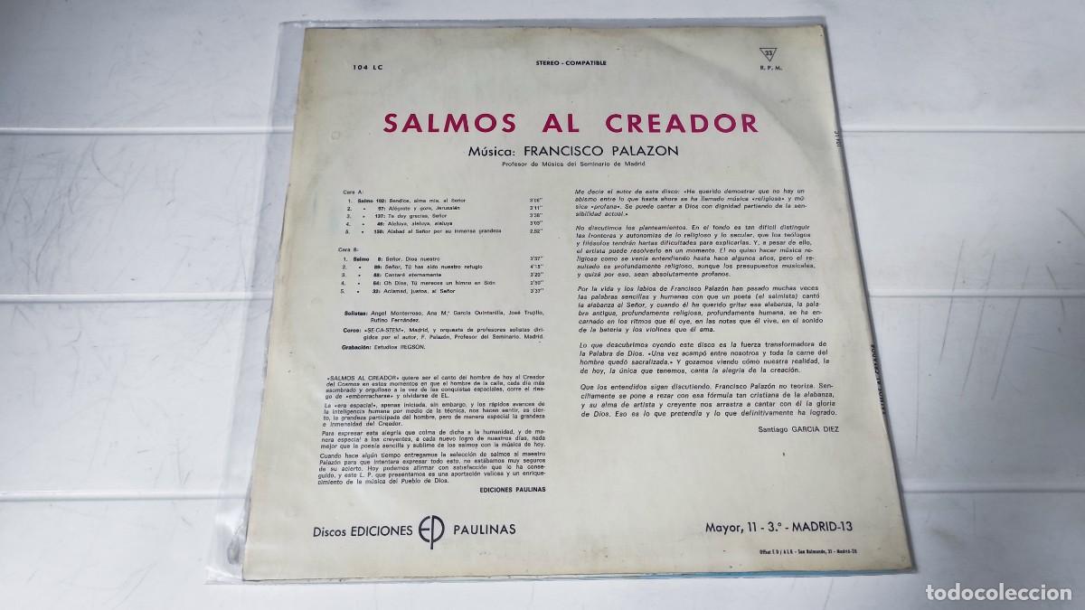 Discos de vinilo: LP F. PALAZON - SALMOS AL CREADOR - Foto 2