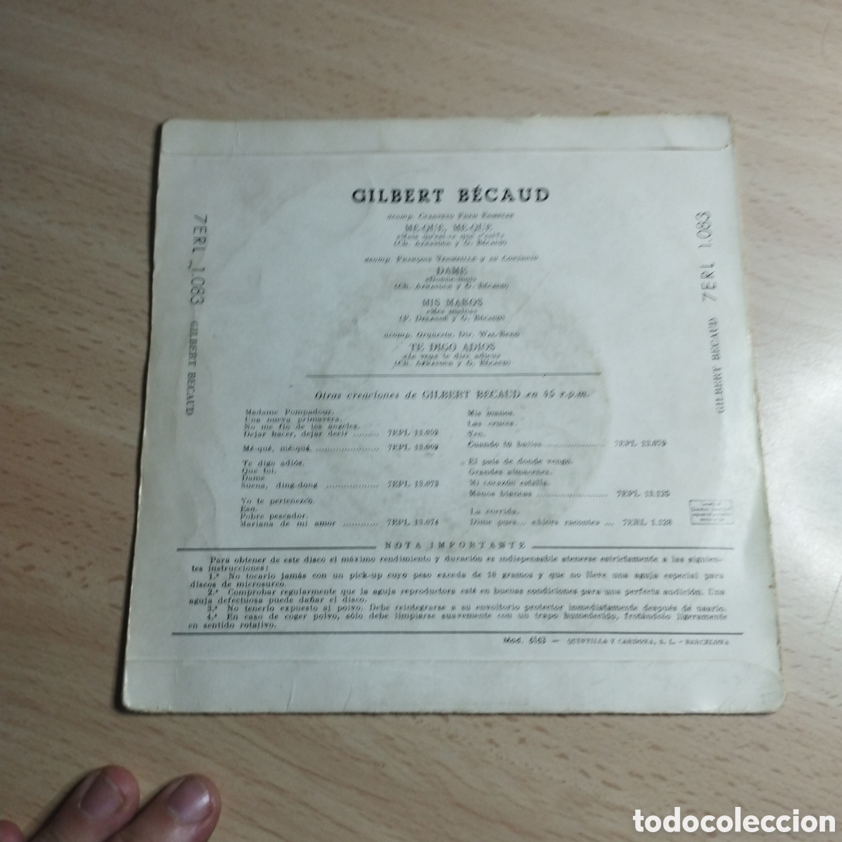 Discos de vinilo: EP 7&rdquo; Gilbert Becaud 1958 me-que, me-que + 3. - Foto 2