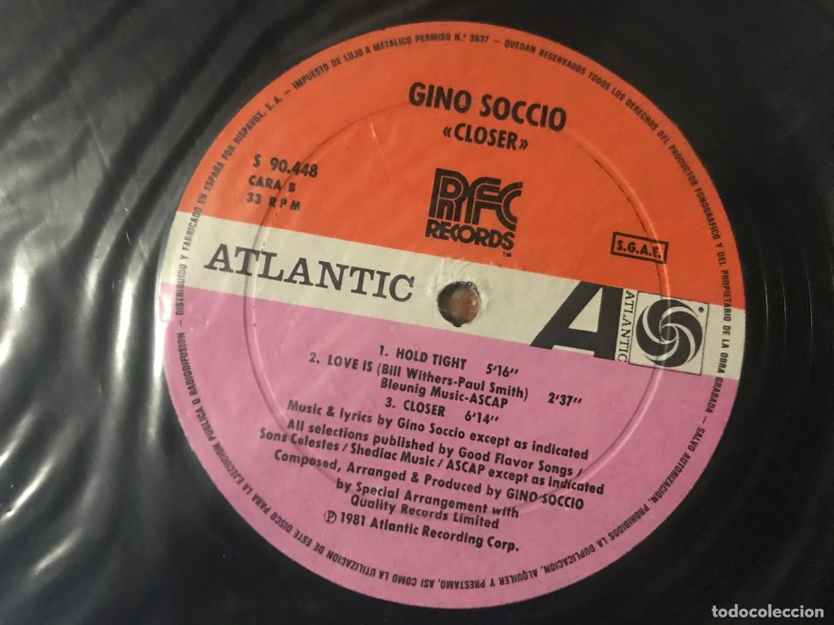 Discos de vinilo: GINO SOCCIO - CLOSER LP ATLANTIC 1981 - DISCO - Foto 1