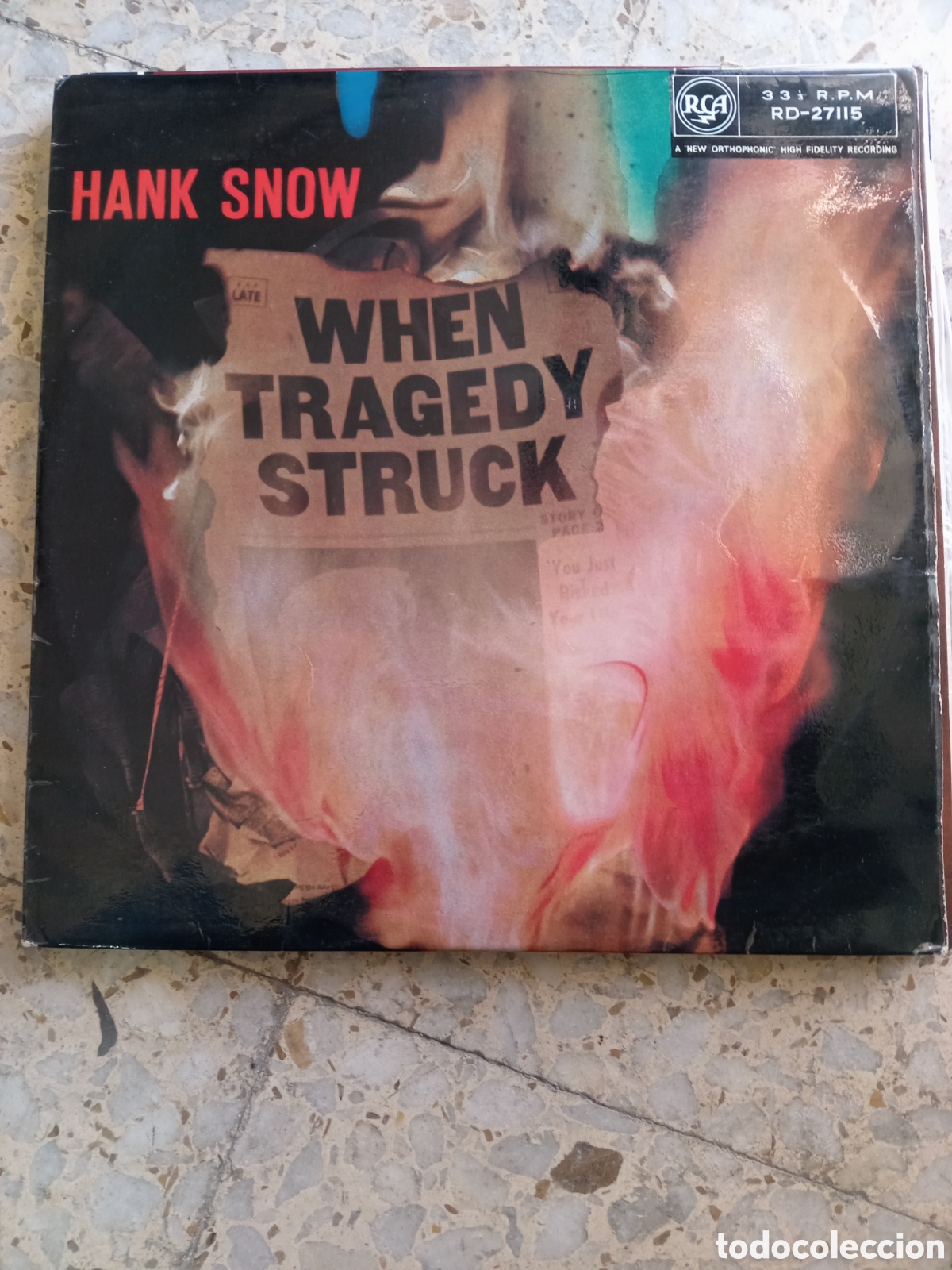Discos de vinilo: LP HANK SNOW WHEN TRAGEDY STRUCK INGLATERRA 1959 - Foto 1