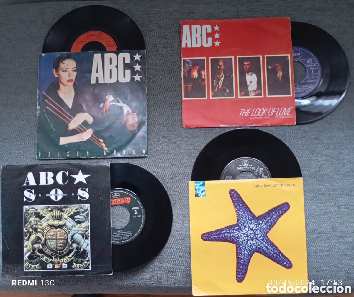 Disques de vinyle: Lote 4 singles.ABC, a&ntilde;os 80-90. Singles 7&rdquo;,Ver descripci&oacute;n en foto.