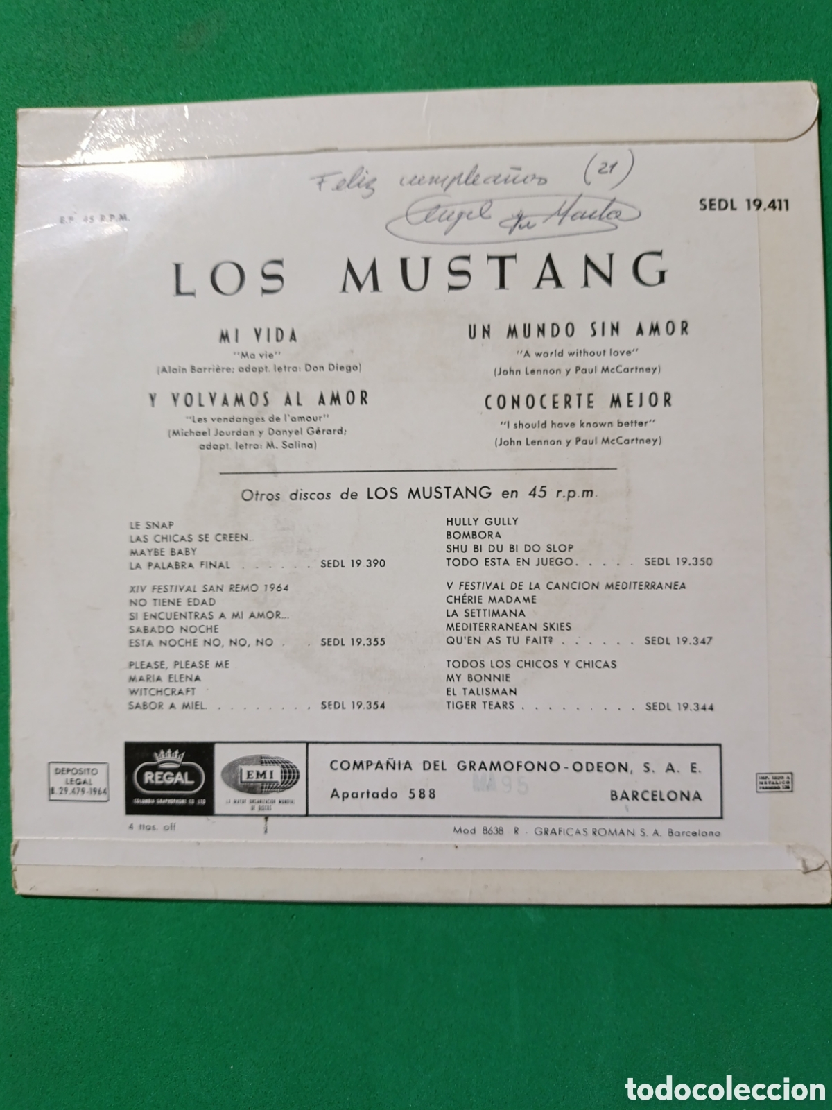 Discos de vinilo: Los Mustangs Mi Vida - Foto 3