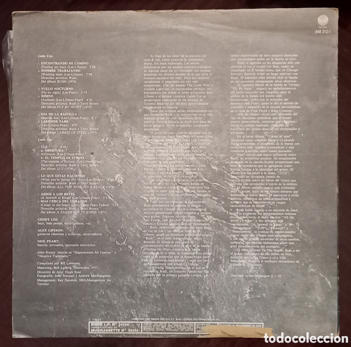 Discos de vinilo: Disco de vinilo retro &rdquo;Rush&rdquo; Cr&oacute;nicas I (Chronicles) 1990 - Foto 2