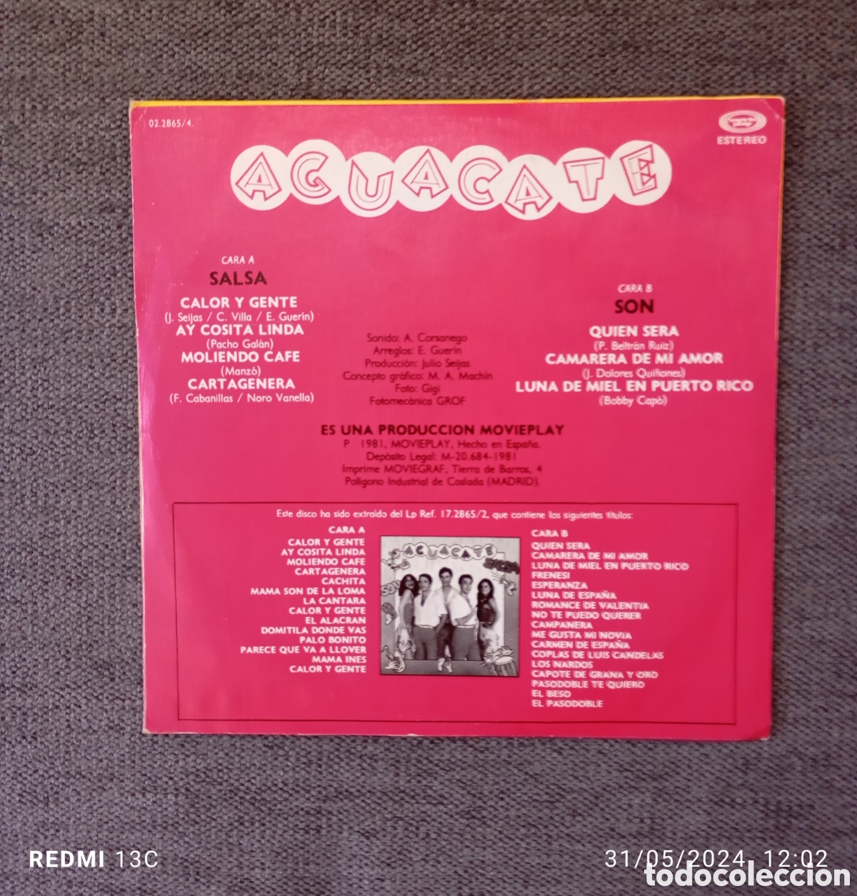 Discos de vinilo: Aguacate. Salsa ( Mix)/ Son ( Mix). Single 7&rdquo;, a&ntilde;o 1981. - Foto 2