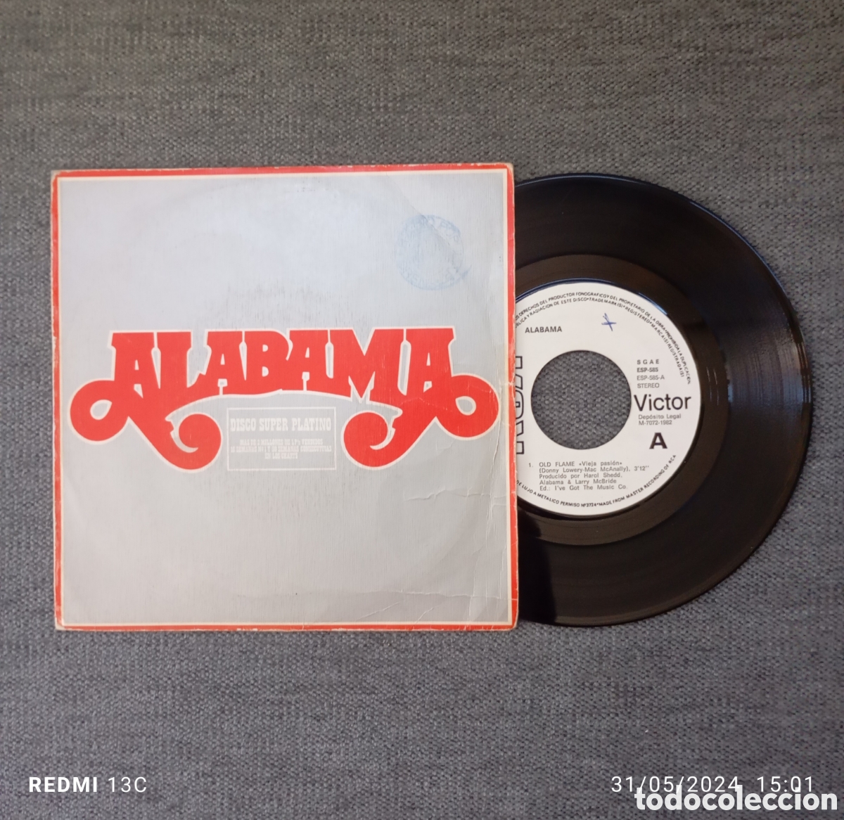 Disques de vinyle: Alabama. Old Flame/ I'm Stoned. Single 7&rdquo;, PROMOCIONAL, a&ntilde;o 1981.
